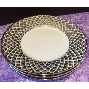Ciroa Luxe Silver Metallic Lattice 6” Side‎ Plates Bread Butter Set Of 3 NEW